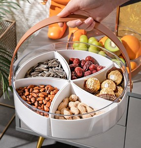 Organizador de alimentos apilable Contenedores de alimentos de plástico para organizar Contenedor de bocadillos reutilizable con dispensador de 5 compartimentos y tapa