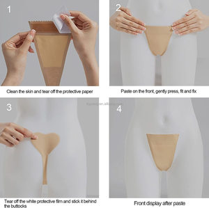 Adhesive Anti-Camel Toe Women's Striped <strong>C</strong>-<strong>String</strong> Panties with Private Parts Screen Protector - Product Image 4