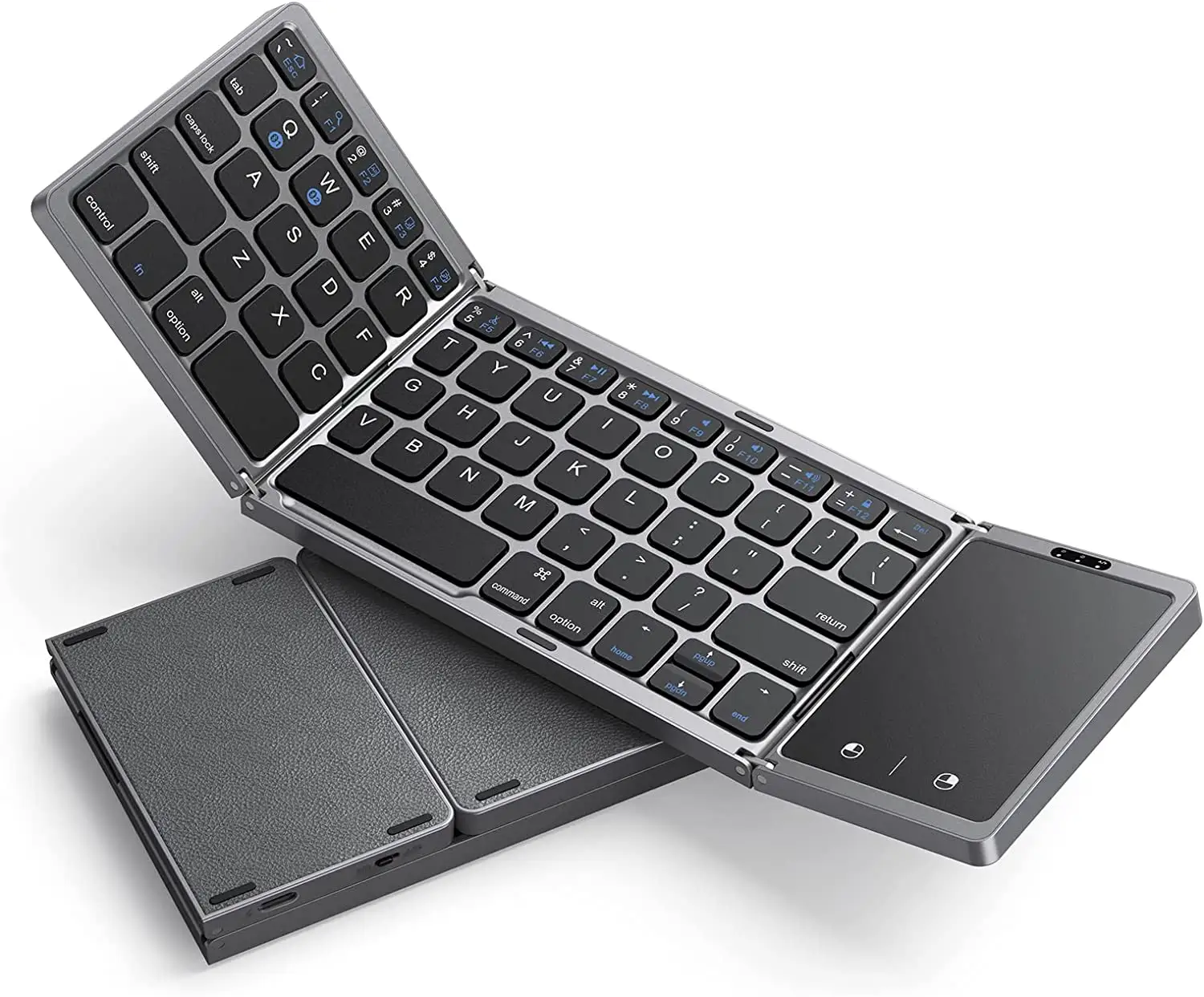 Seenda रिचार्जेबल बैटरी टचपैड आईओएस एंड्रॉयड विंडोज मैक ओएस मिनी पोर्टेबल स्मार्टफोन के लिए बीटी वायरलेस Foldable कीबोर्ड पीसी