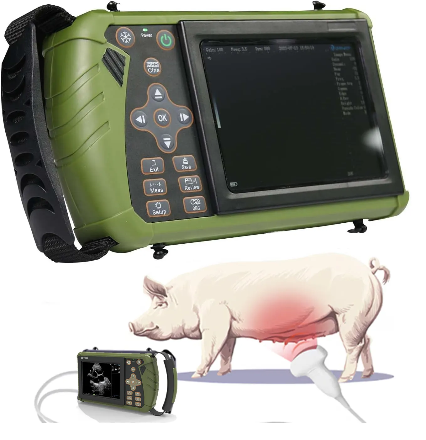 Vieh 5,6 Zoll günstiger Preis Schwein Ultraschall Scanner tragbare Ultraschallmaschine für Schweine Veterinärtier Ultraschallmaschine