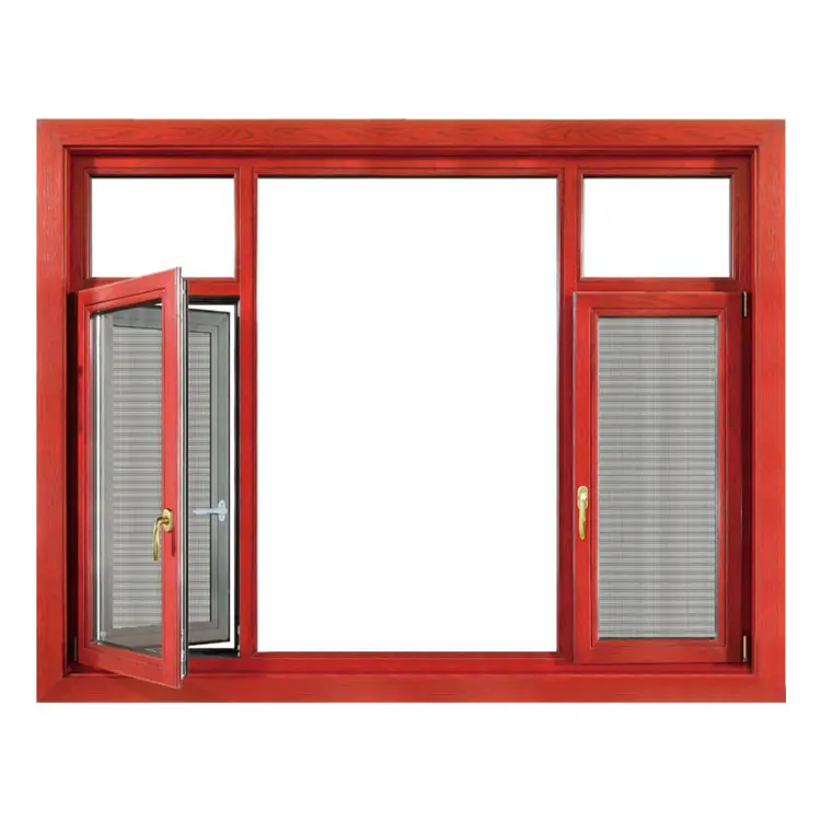 Custom Size Retractable aluminium casement windows with mosquito net