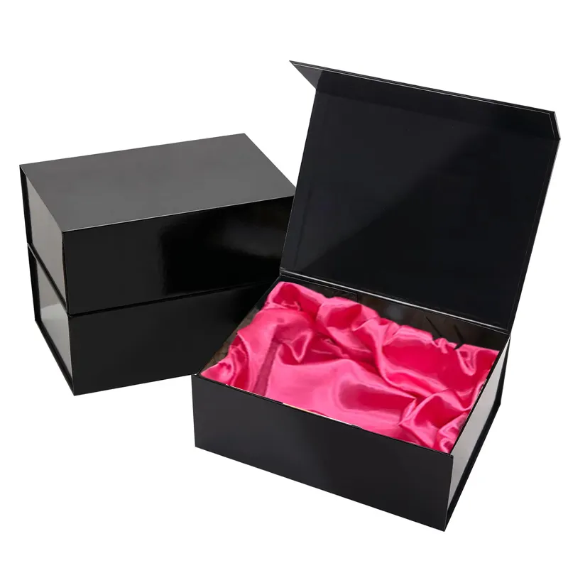 रिबन कस्टम लोगो लक्जरी ड्रेस जूते क्लॉथसिक विग साटन पैकेजिंग बॉक्स के साथ हाई एंड फोल्डिंग चुंबकीय शादी परिधान उपहार बॉक्स