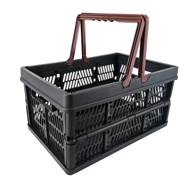 Wholesale portable trolley supermarket basket plastic shopping push cart with handle plastic 20 L Shopping Basket