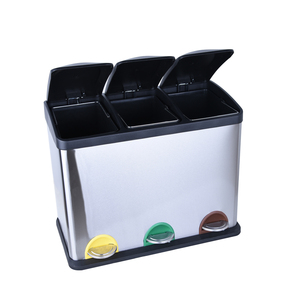 Papelera de reciclaje grande de 45L, 3X15L, con pedal, protección contra olores, papelera de clasificación con tapa de cierre suave WBS028L45 - Product Image 2