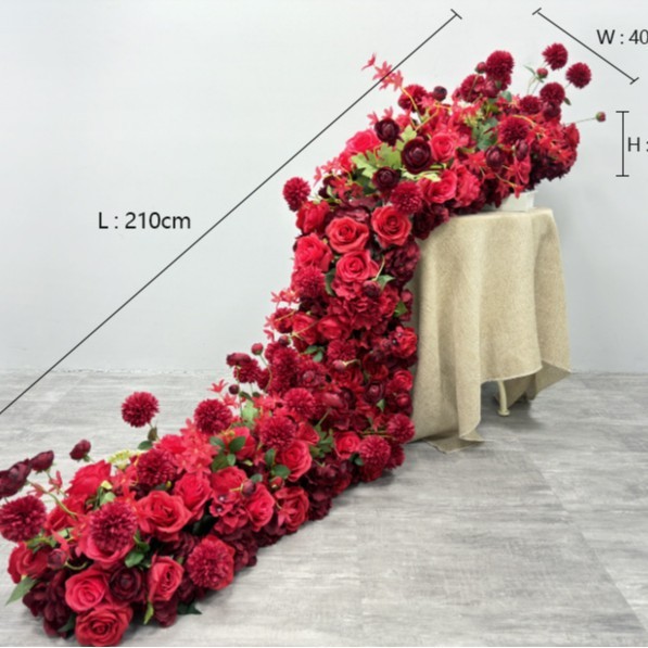 Chemin de table fleuri 210 x 40 cm