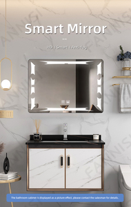 Espejo de lavabo para baño, luz LED inteligente, reloj antiniebla, espejo inteligente con pantalla táctil - Product Image 6