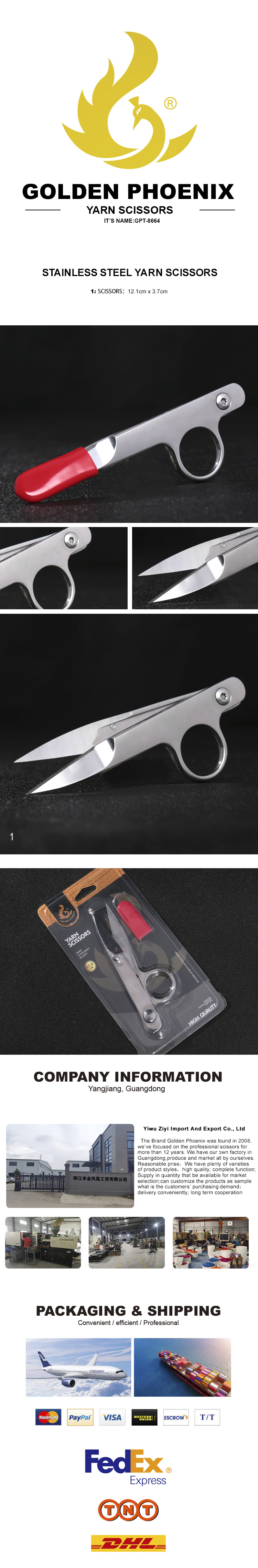 Golden Phoenix Scissor Shear Tailor scissors 4.5inch High quality stainless steel material cutting tailor cloth scissors