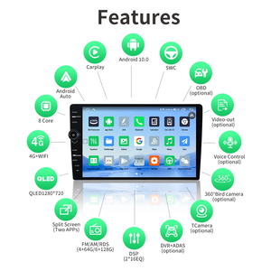 10 polegadas <span class=keywords><strong>Android</strong></span> 11 Car rádio Botão estéreo Navegação GPS tela sensível ao toque USB player 1din <span class=keywords><strong>tablet</strong></span> 6 + 128G Memória Flash