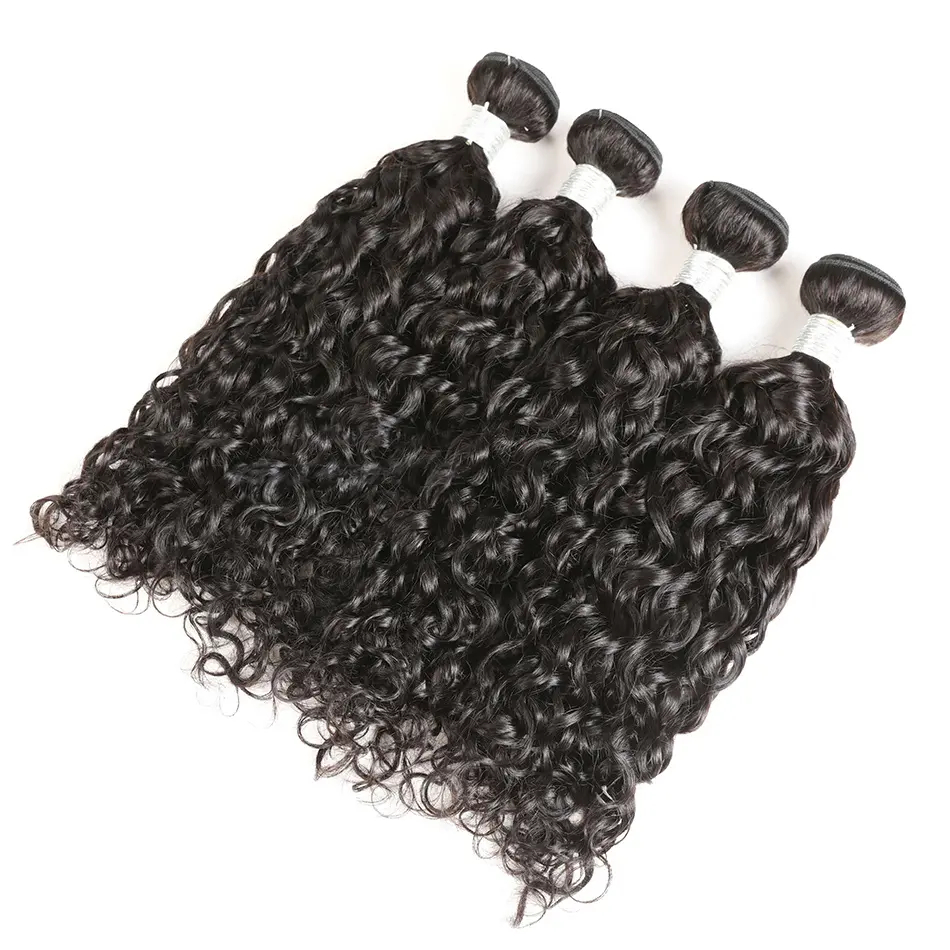 3 paquetes de cabello virgen brasileño de la onda de agua del pelo humano teje mojado y ondulado Natural de la trama de la onda