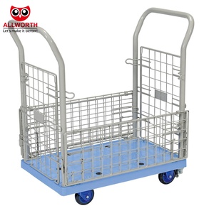 Strong Frame Light Weight 2-Tier <strong>Low</strong> Noise Plastic Platform Cart Logistic Hand <strong>Trolley</strong> with Foldable Handle - Product Image 3