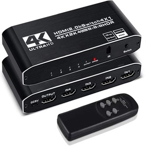 Conmutador HDMI 4K, 4 puertos, 4 en 1, Out HDMI2.0b, compatible con HDCP 2,2, con Control remoto, interruptor automático