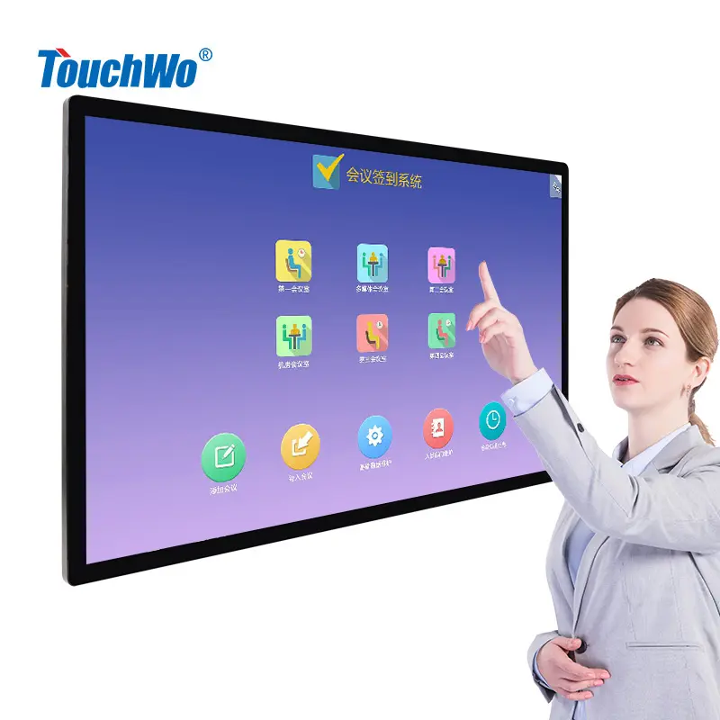 Touchwo 43 ''55'' 65 polegadas "windows android sala de aula multi touch screen monitor interativo touch wall led painel whiteboard