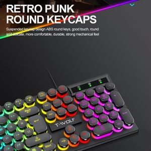 Listo para enviar para el teclado de computadora Retro Punk con cable de juego de oficina iluminado RGB de 104 teclas T80 de - Product Image 5