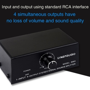 LYNEPAUAIO B063 <strong>1</strong> in <strong>4</strong> Out Audio Signal <strong>Distributor</strong> Stereo Signal Source Audio Splitter Signal <strong>Distributor</strong> - Product Image 5
