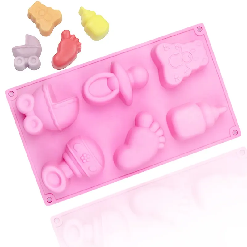 1082 Candle Molds Soap Making Molds Factory Stock 6 Hole Nipple and Feet Shape Silicone Cake Mold Silicone Cake Tools Moulds