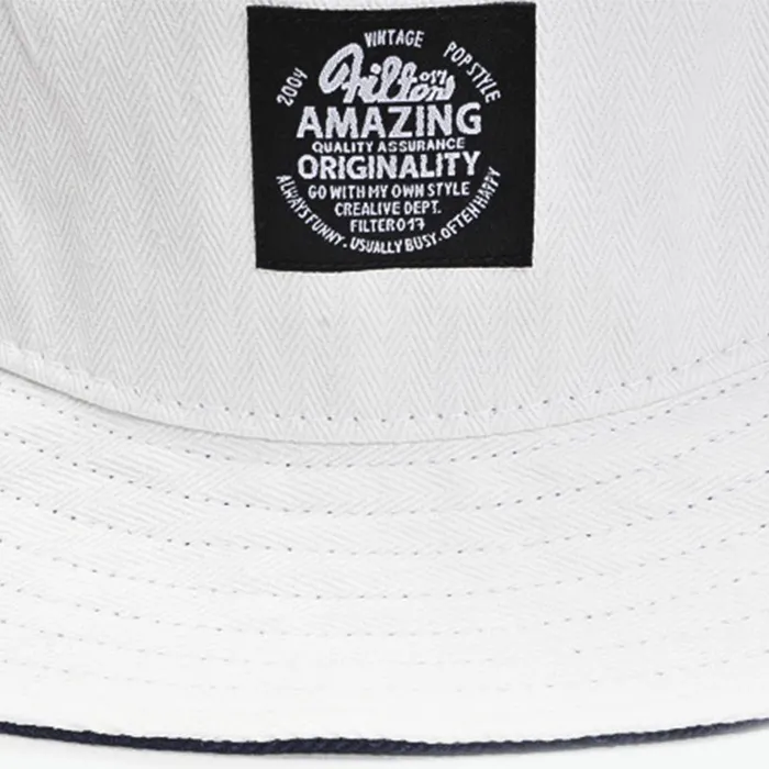 Label tenunan Logo kustom topi Bucket dewasa uniseks topi ikan katun untuk nelayan