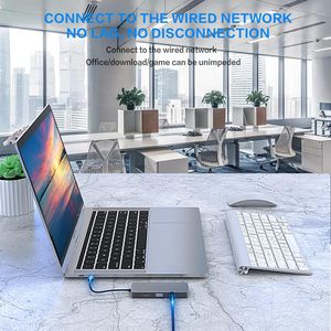 多功能10合1便携式C集线器电源坞站USB C适配器多端口10-1集线器分离器RJ45 TF USB 3.0计算机 - Product Image 5