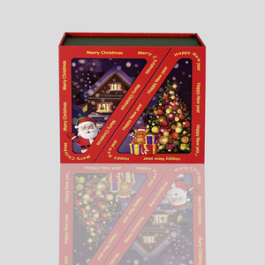 OEM özel Advent takvim noel kutusu ile Santa ayı ve kardan adam tasarım kabartmalı toptan perakende için kuşe kağıt düşük adedi - Product Image 1