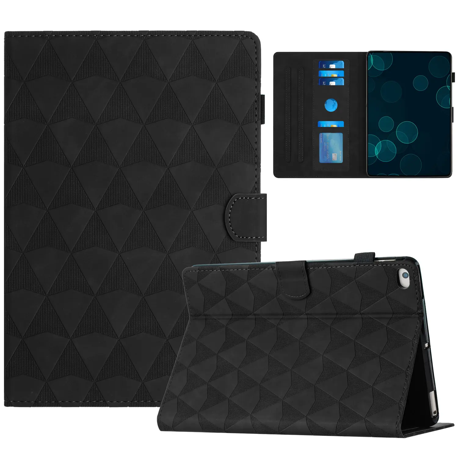 Casing Kickstand Tablet kulit Flip timbul butir berlian magnetik kustom untuk iPad 5 6 8 9 TPU penutup dudukan