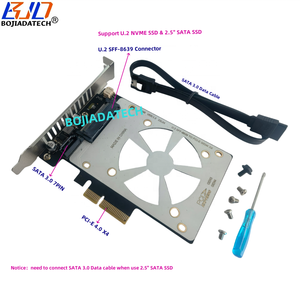 PCI Express PCI-E 4.0 4X to U.<strong>2</strong> SFF-8639 Converter Adapter Card With SATA 3.0 7PIN Cable for U2 NVME SSD / <strong>2</strong>.5&quot; SATA SSD - Product Image 1
