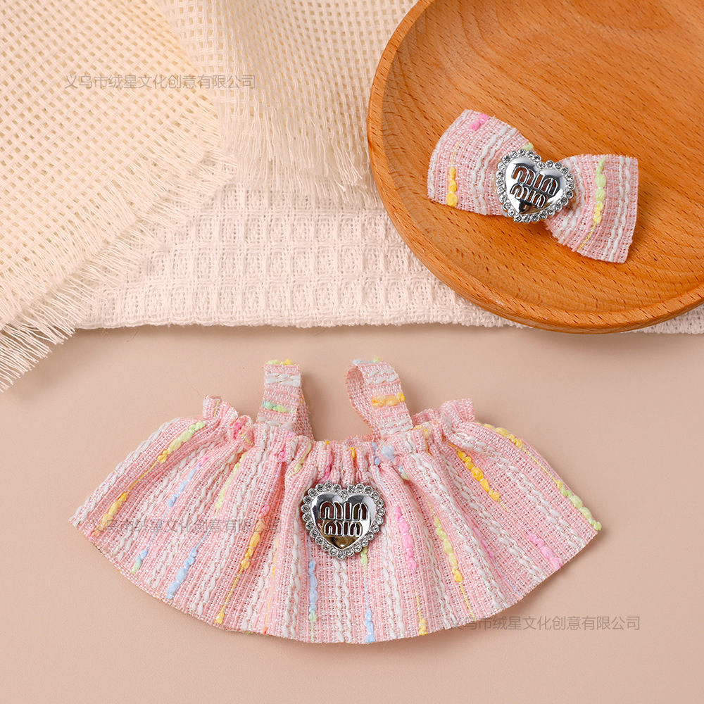 Robe rose colorée style amour parfumé, coupe à nœud, pour poupée de 14 à 17 cm.