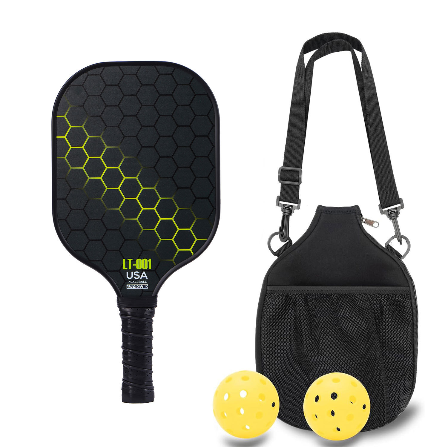 Yellow single-shot lanyard bag for 2 balls-bq-356