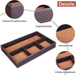 15年工厂手工制作耐用Catchall PU皮革代客托盘豪华可折叠家用展示皮革托盘 - Product Image 3