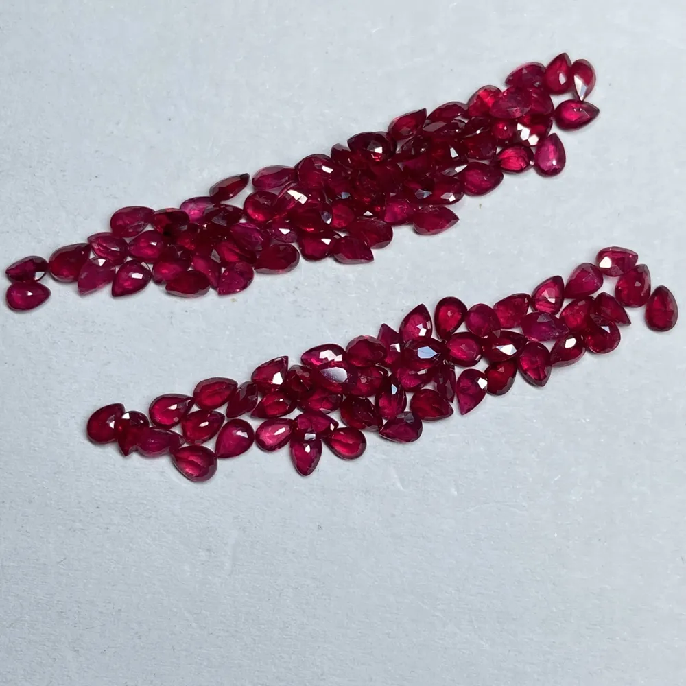 HQ Đá Quý Một Chất Lượng Pear 2.5X3.5Mm 100% Châu Phi Tự Nhiên Gốc Pigeon Máu Đỏ Ruby Giá