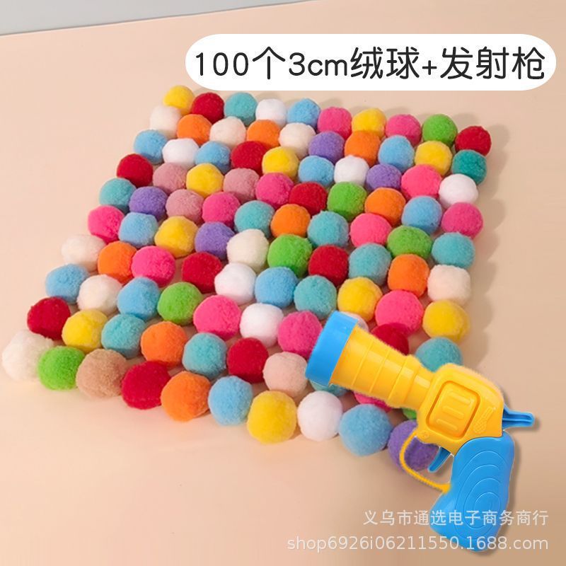 100 pistolet à boules de poils de 3 cm
