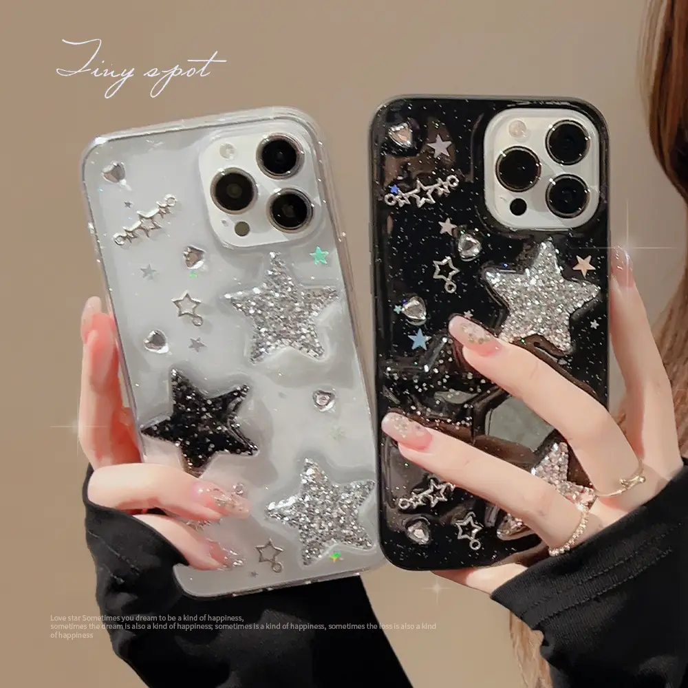 Sweet and Cool 3D Star for iPhone 14 Apple Phone Case 13 Drop Glue 12/11 Spicy Girl 12/11 Suitable for 15 promax