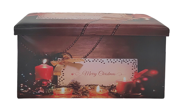 2022 New Christmas design foldable ottoman and collapsible foot stool leather pouffe high quality fashion