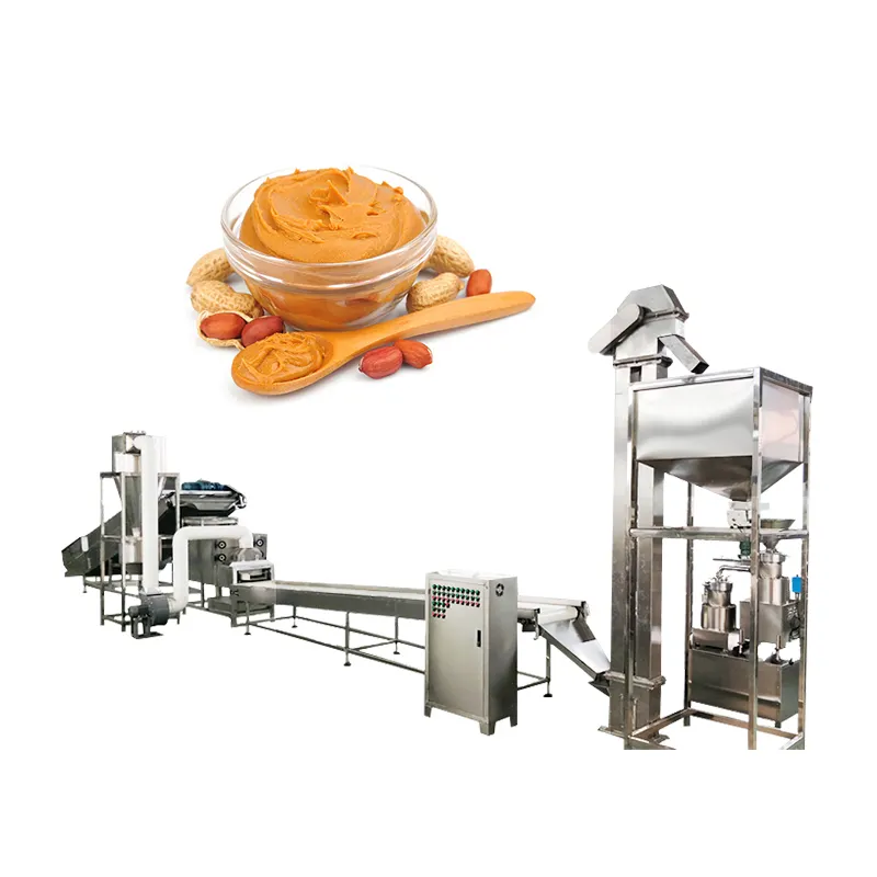Ligne de production automatique de beurre d'arachide 200kg H Prix Broyeur d'arachide commercial à usage intensif Machine à rectifier les noix moulues