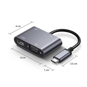 2 In 1 อลูมิเนียม USB 3.1 ประเภท C To HDTV 4K 30Hz VGA 1080P Converter อะแดปเตอร์ usb c hub Vstar - Product Image 6