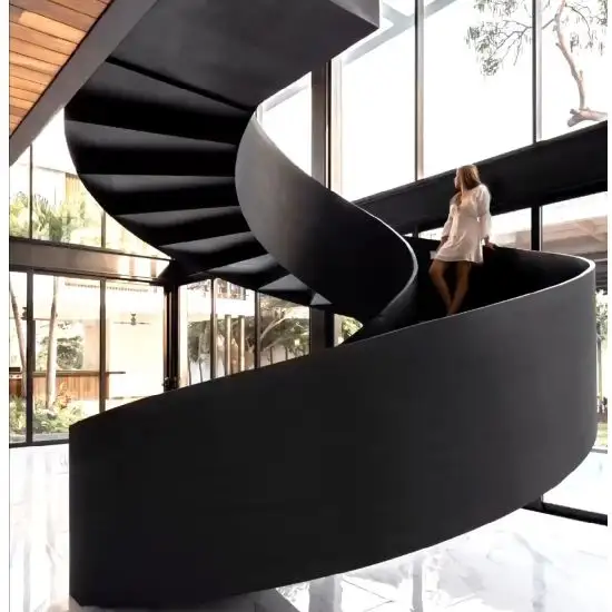 Escalera curvada de diseño moderno de lujo para proyectos comerciales y residenciales