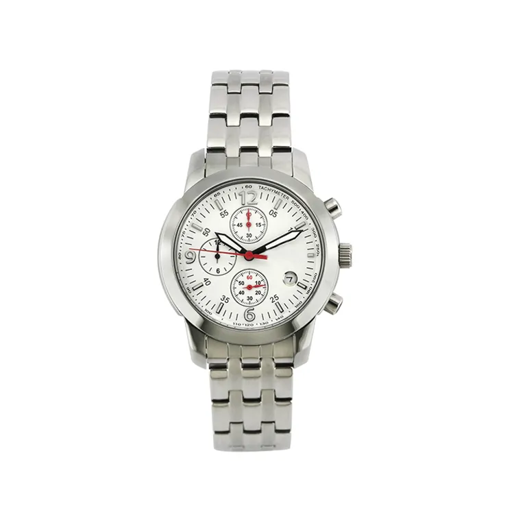 Hot sale black dial stainless steel watches men wrist king quartz chronograph watch