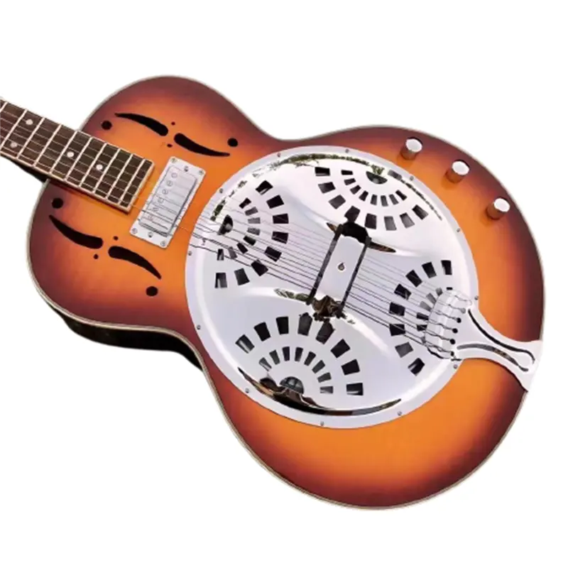 Cherry Burst gitar 6 senar Dobro Resonator gitar baja gitar elektrik Metal pengiriman gratis