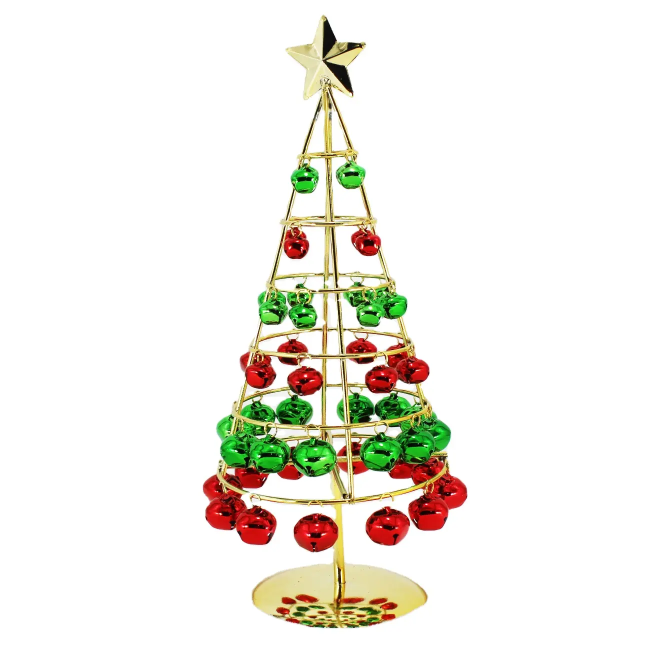 Mini arbre de noël en gros, ornement artificiel avec boule en métal, clochettes décoratives, accessoire de table en spirale, arbre de noël
