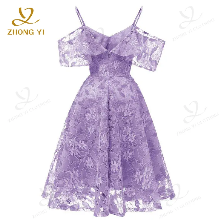 OEM personnalisé vintage élégant blanc floral dentelle femmes robe mi-longue Robe de soirée dames robes une ligne nœud robes de soirée