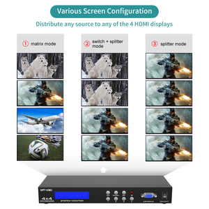 Conmutador de matriz de vídeo HDMI 4K 60Hz 4 en 4 salidas, equipo de audio y vídeo de 2 a 4, conmutador de matriz HDMI 4x4