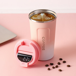 380Ml 510Mlスマート温度ディスプレイステンレス鋼コーヒーカップ二重壁トラベルオフィスコーヒー真空カップ蓋付き