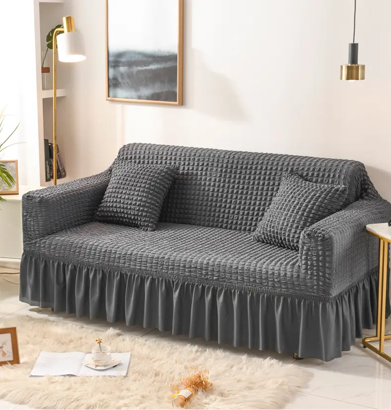 Sofá slipcover com saia tricô stretchable algodão personalizado sofá tampa Europeia
