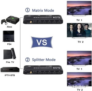V2.0 4x2 HDMI Matrix with Remote Control 4K*2K@60Hz HDCP2.2+ARC Dual Audio Extractor HDMI 2.0 Version 1080p Resolution - Product Image 5