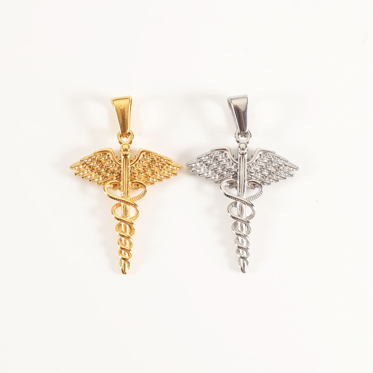 Pendentif Caducée Double Ailes de Serpent