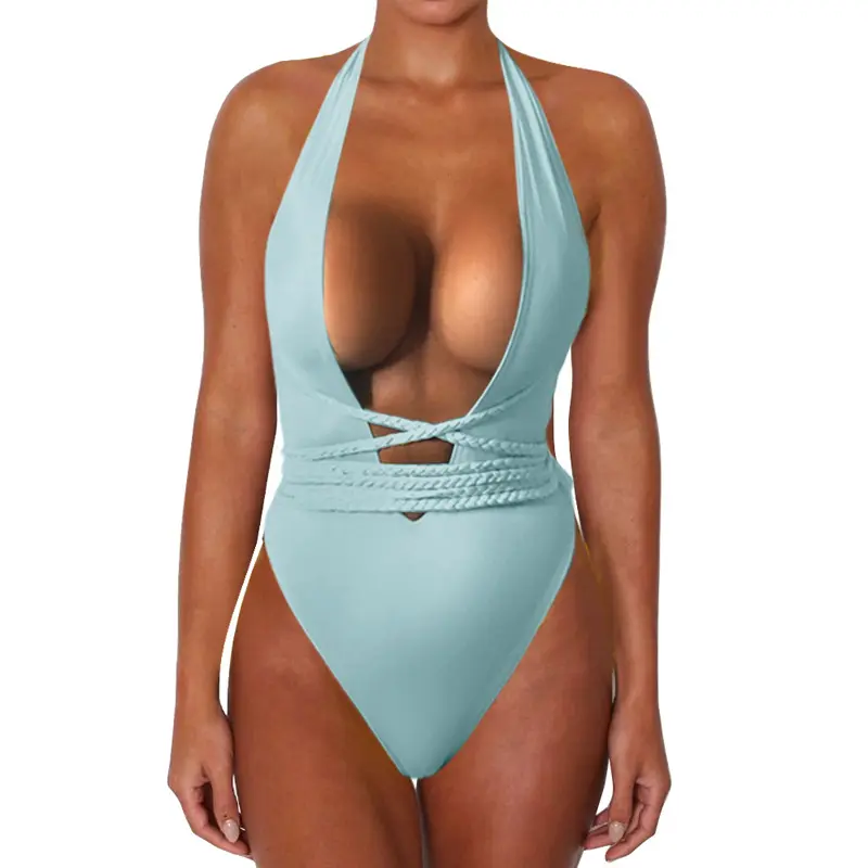 2022 costumi da bagno taglie forti bikini sexy vendita calda costumi da bagno Sexy senza schienale oem costume da bagno con scollo a v profondo ragazza tamanna di alta qualità