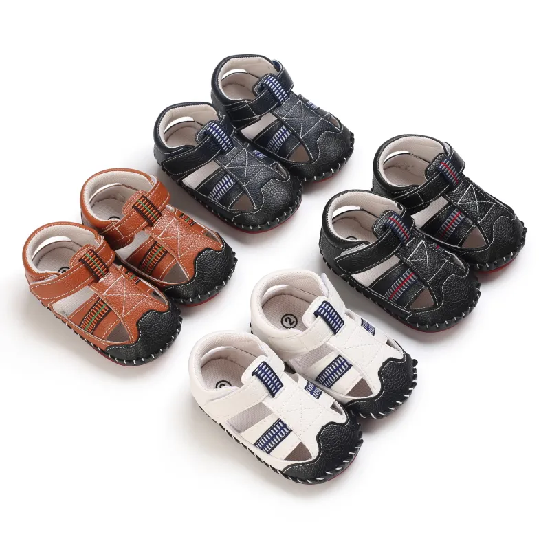 Sandalias deportivas de cuero PU para niños y niñas, calzado de verano para recién nacidos
