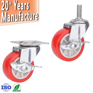 1.5 "2" 2.5 "3" xoay Đỏ Polyurethane bánh xe <span class=keywords><strong>Globe</strong></span> Caster bánh xe cấu hình thấp nhỏ PU mang Caster với phanh - Product Image 1