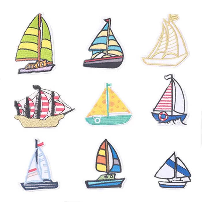 cute ship boat cartoon cloth stickers embroidery patch