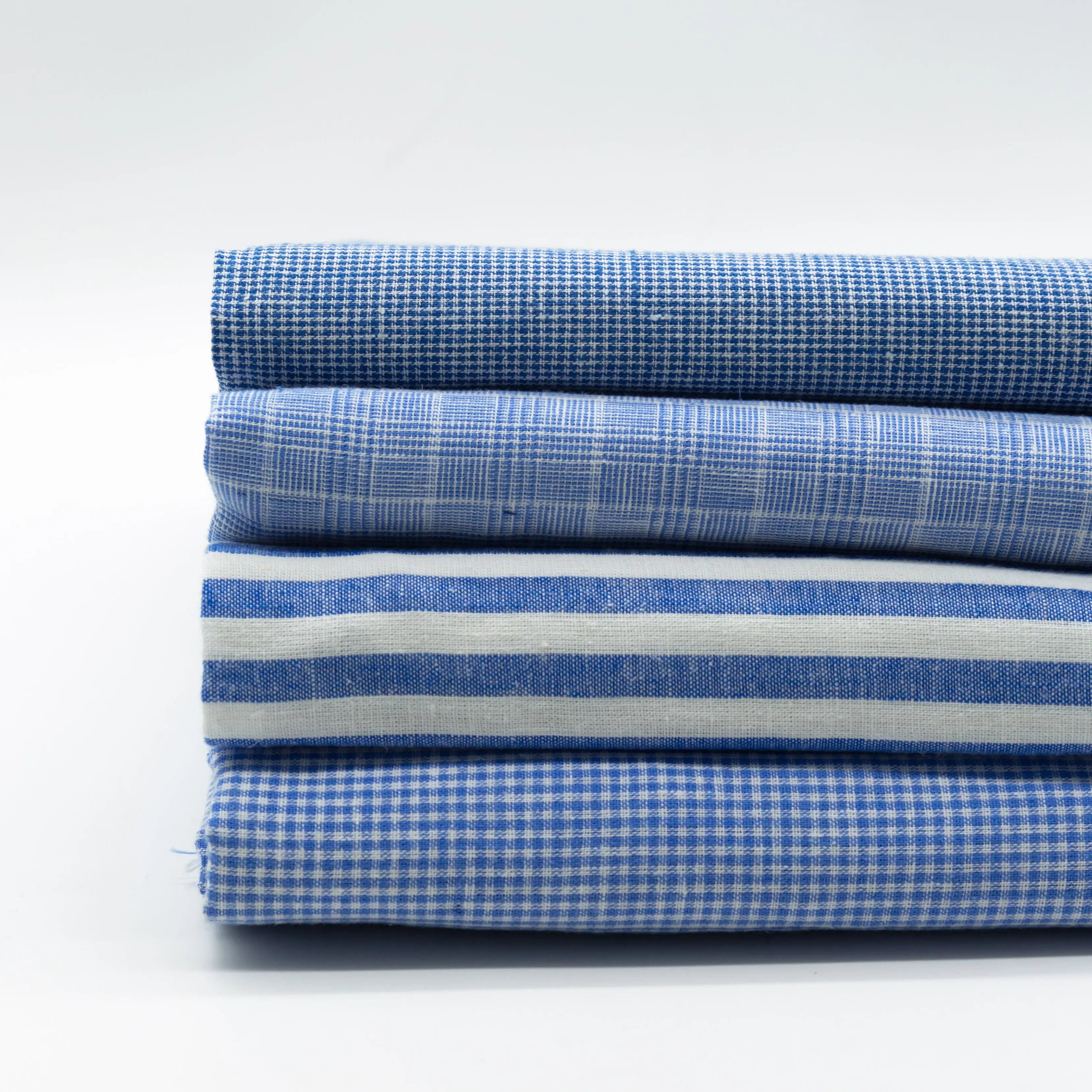Super heiß verkaufter Leinen Baumwollgarn gefärbter blauer Stoff für Hemden