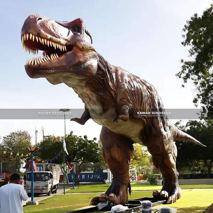 Gigante tiranossauro rex dinossauro, modelo animatronic estátua de dinossauro, equipamento dino park