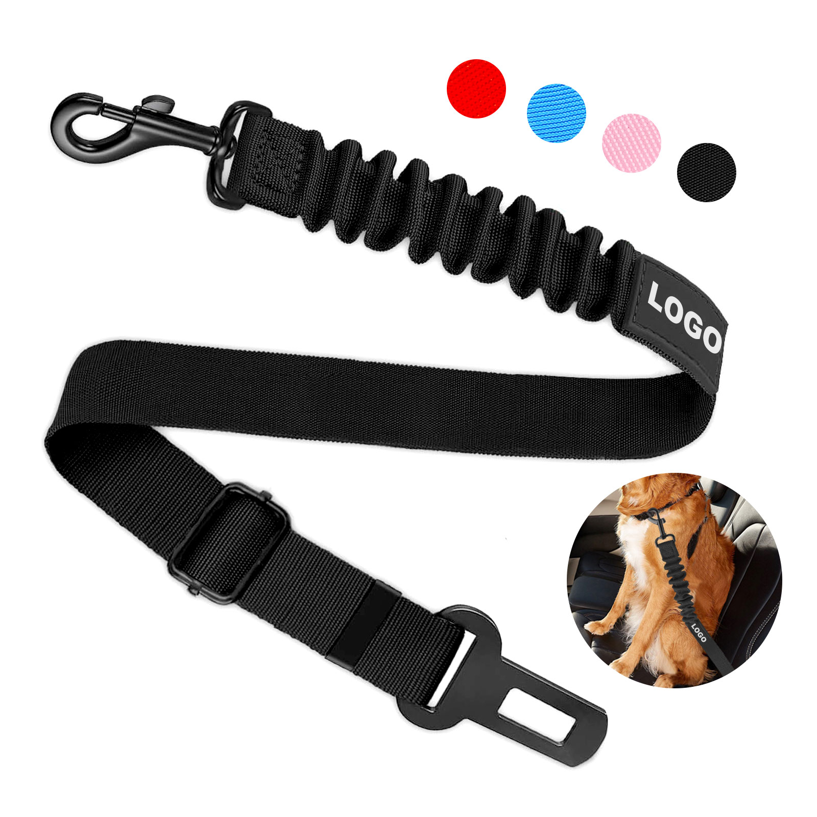 Ceinture de sécurité noire pour chien (ne peut pas émettre de lumière)